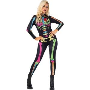 MORPH COSTUMES colorful Skeleton Halloween bodysuit Costume size various